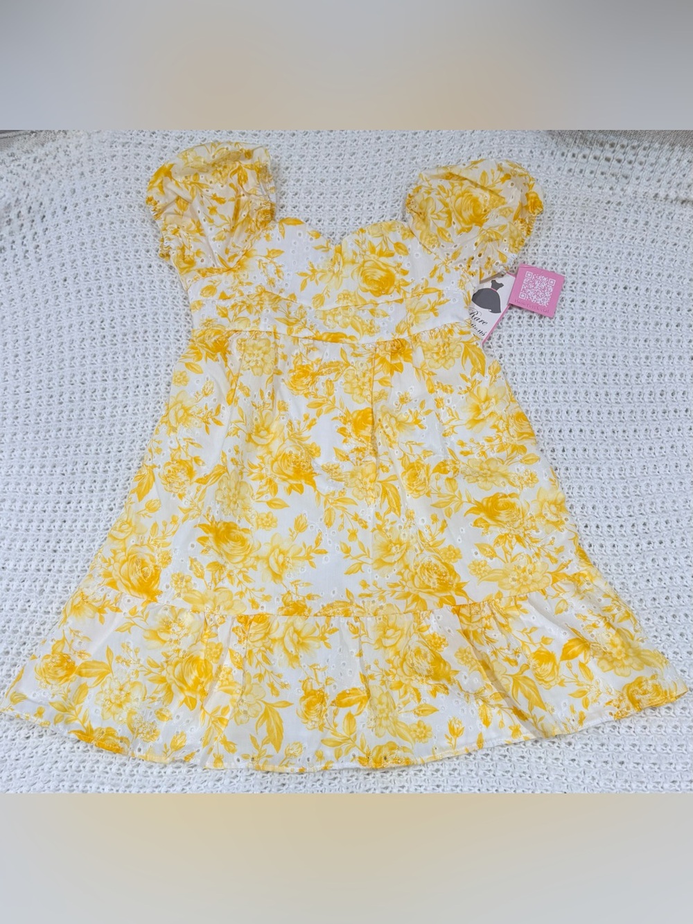 Rare Editions Girls Yellow Flower Eyelet dress size 14